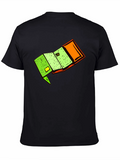 Novelty Cartoon Wallet Graphic Black T-Shirt