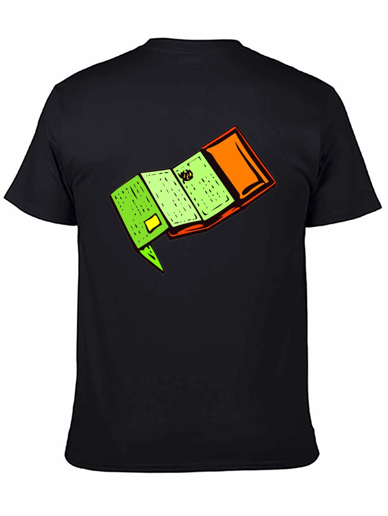 Novelty Cartoon Wallet Graphic Black T-Shirt