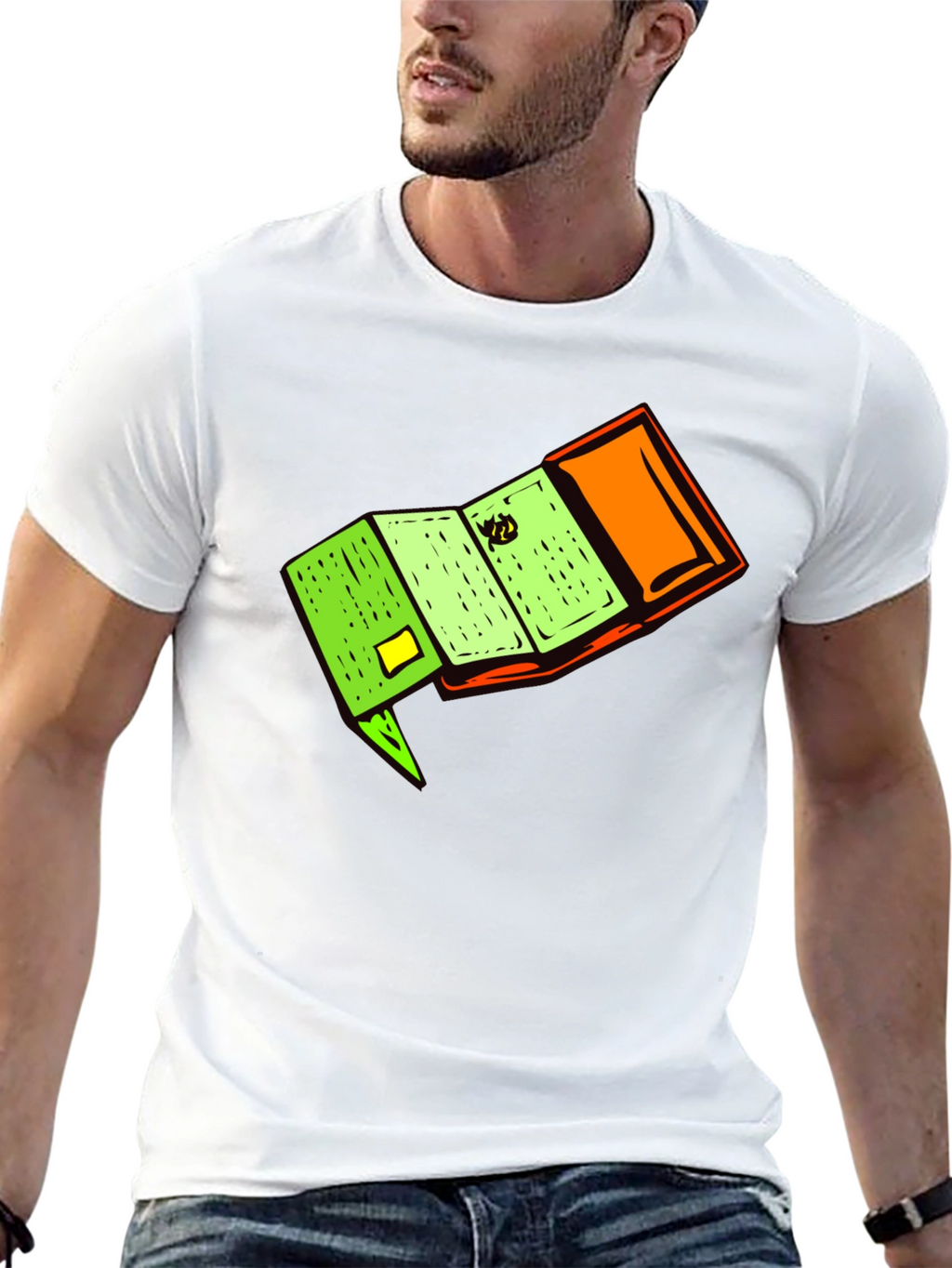 Novelty Cartoon Wallet Graphic Black T-Shirt