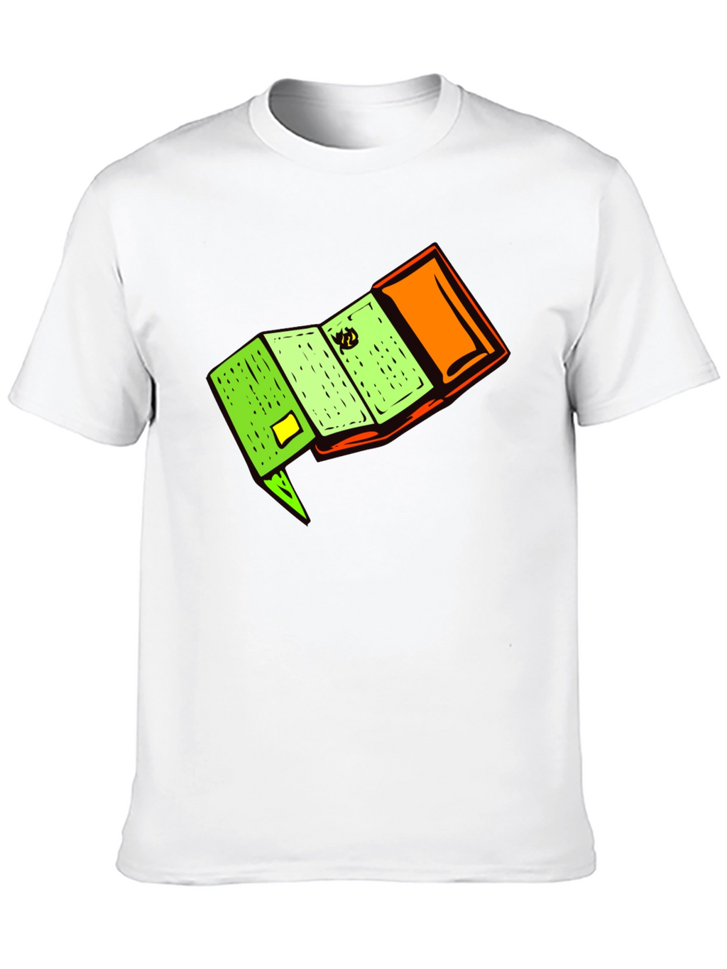 Novelty Cartoon Wallet Graphic Black T-Shirt