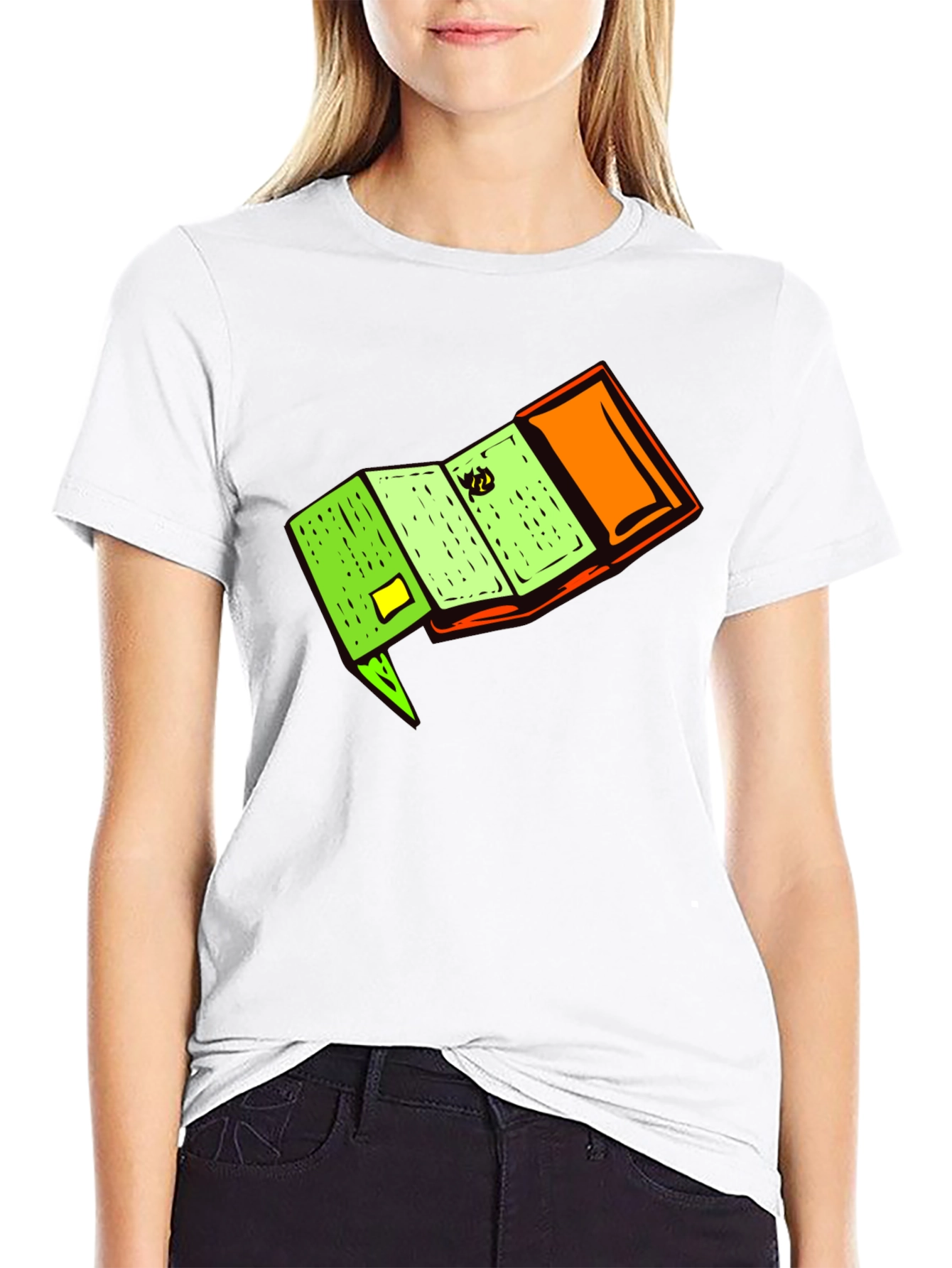 Novelty Cartoon Wallet Graphic Black T-Shirt
