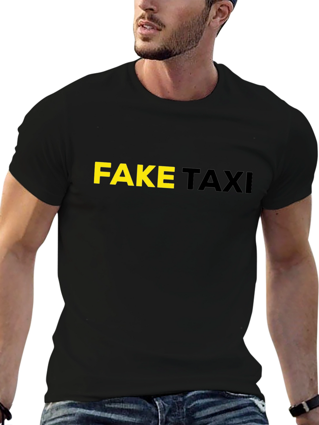 Fake Taxi Graphic Tee - Black Cotton T-Shirt