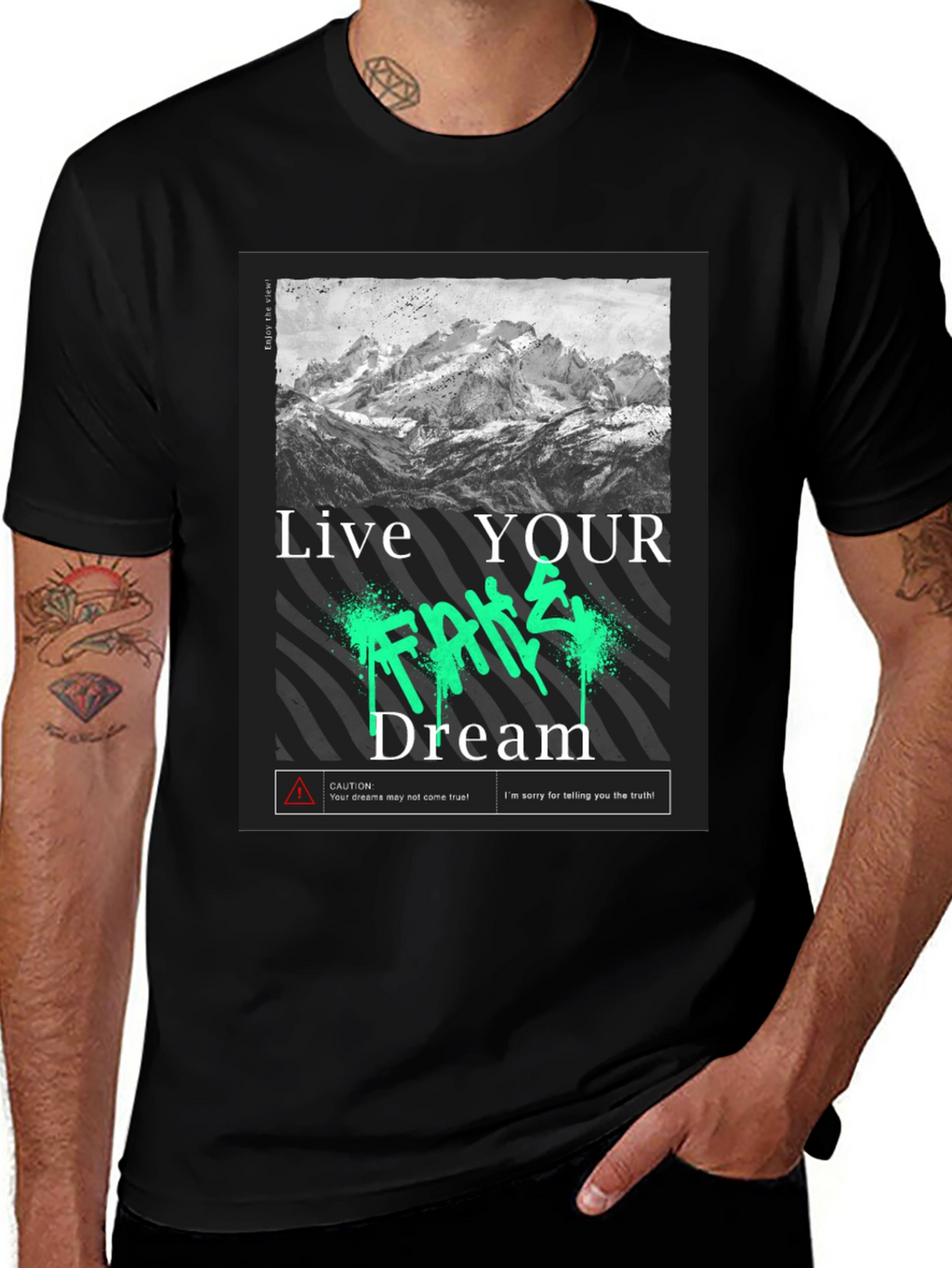 Live Your Dream Graphic T-Shirt - Black