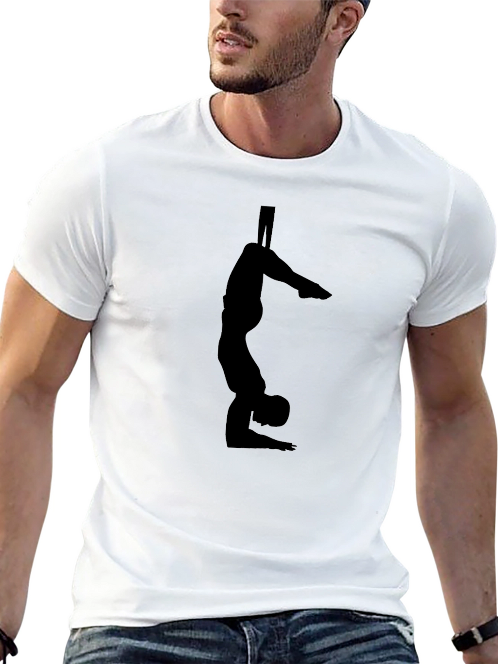 Mens Black Gymnastics Graphic T-Shirt