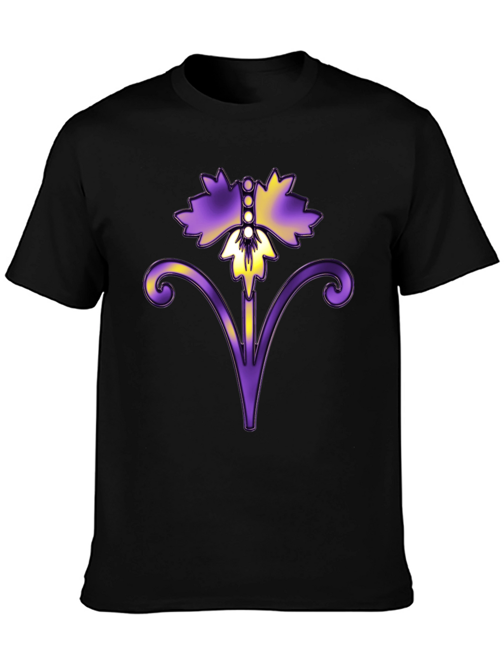Floral Art Black T-Shirt