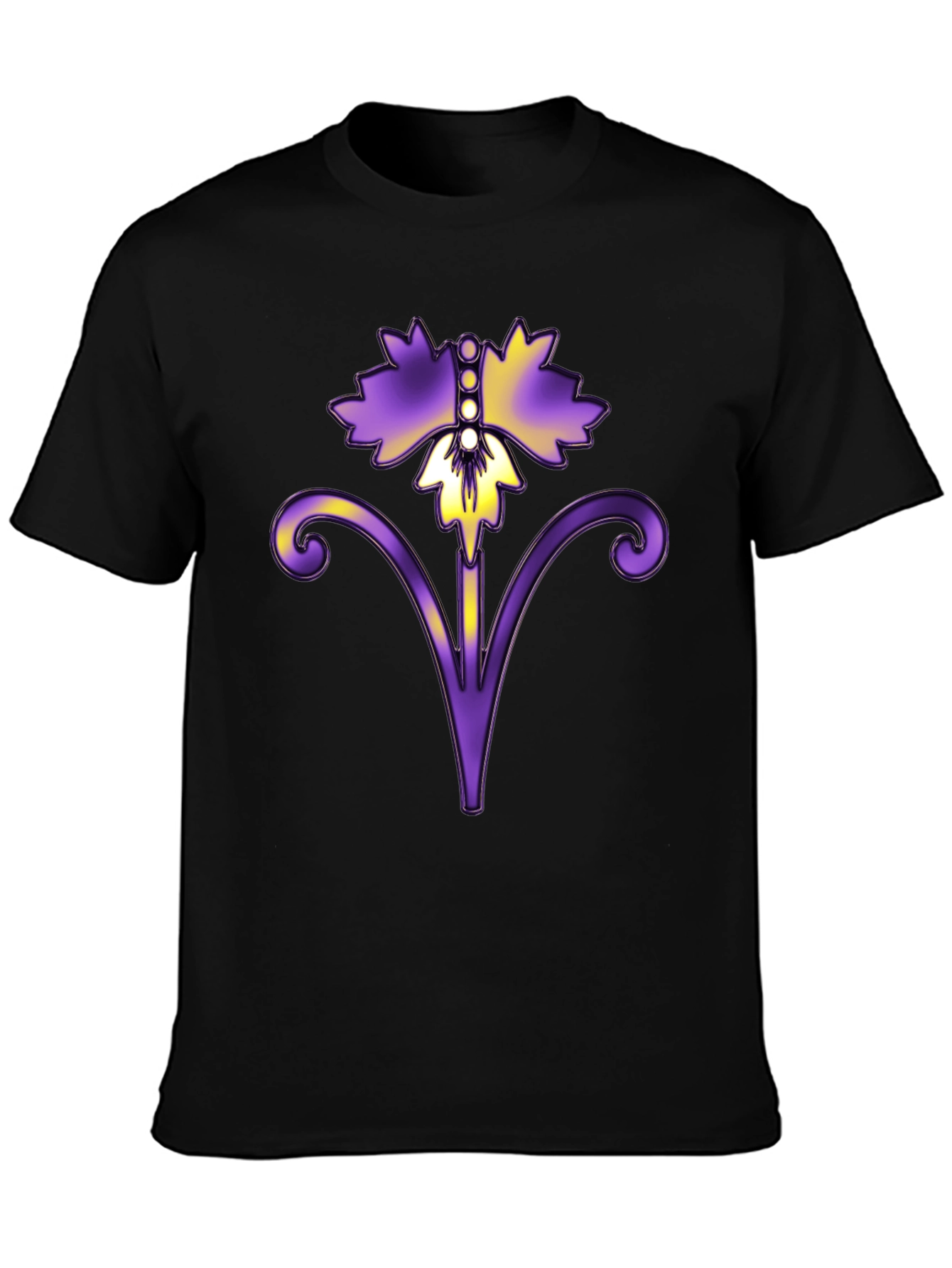 Floral Art Black T-Shirt