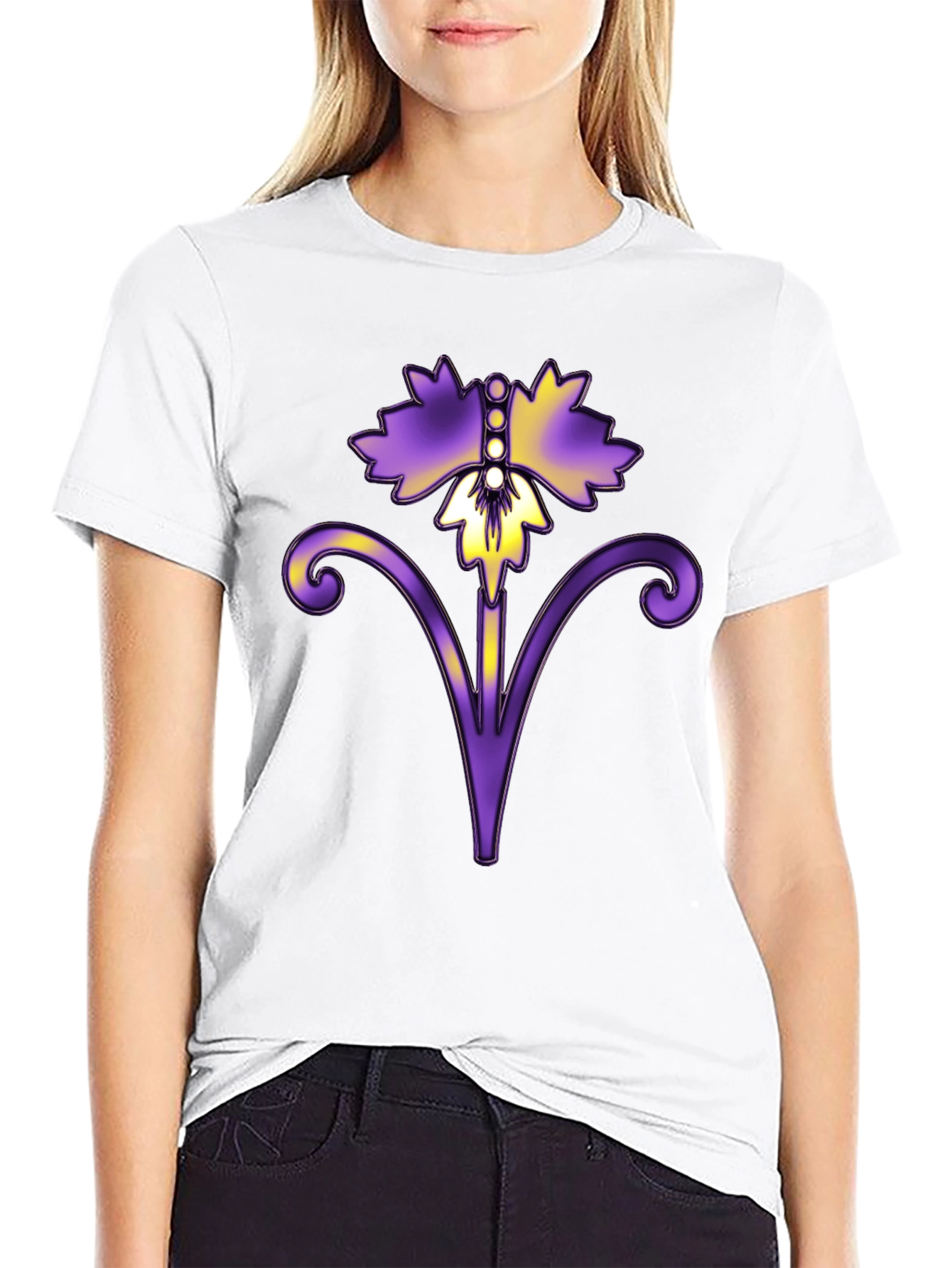 Floral Art Black T-Shirt