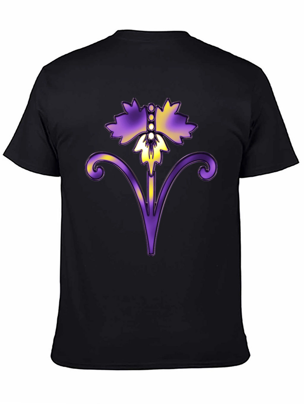Floral Art Black T-Shirt