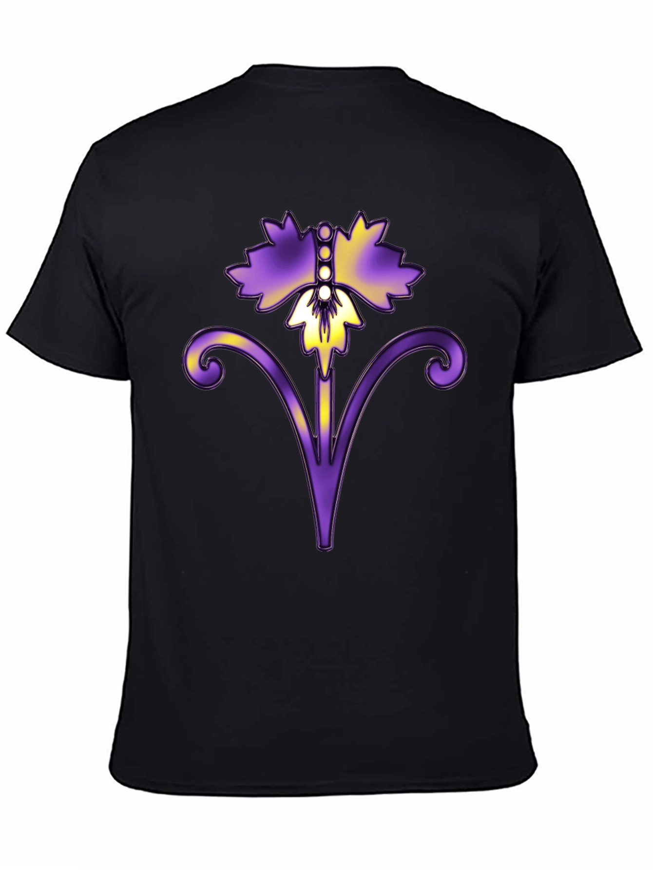 Floral Art Black T-Shirt