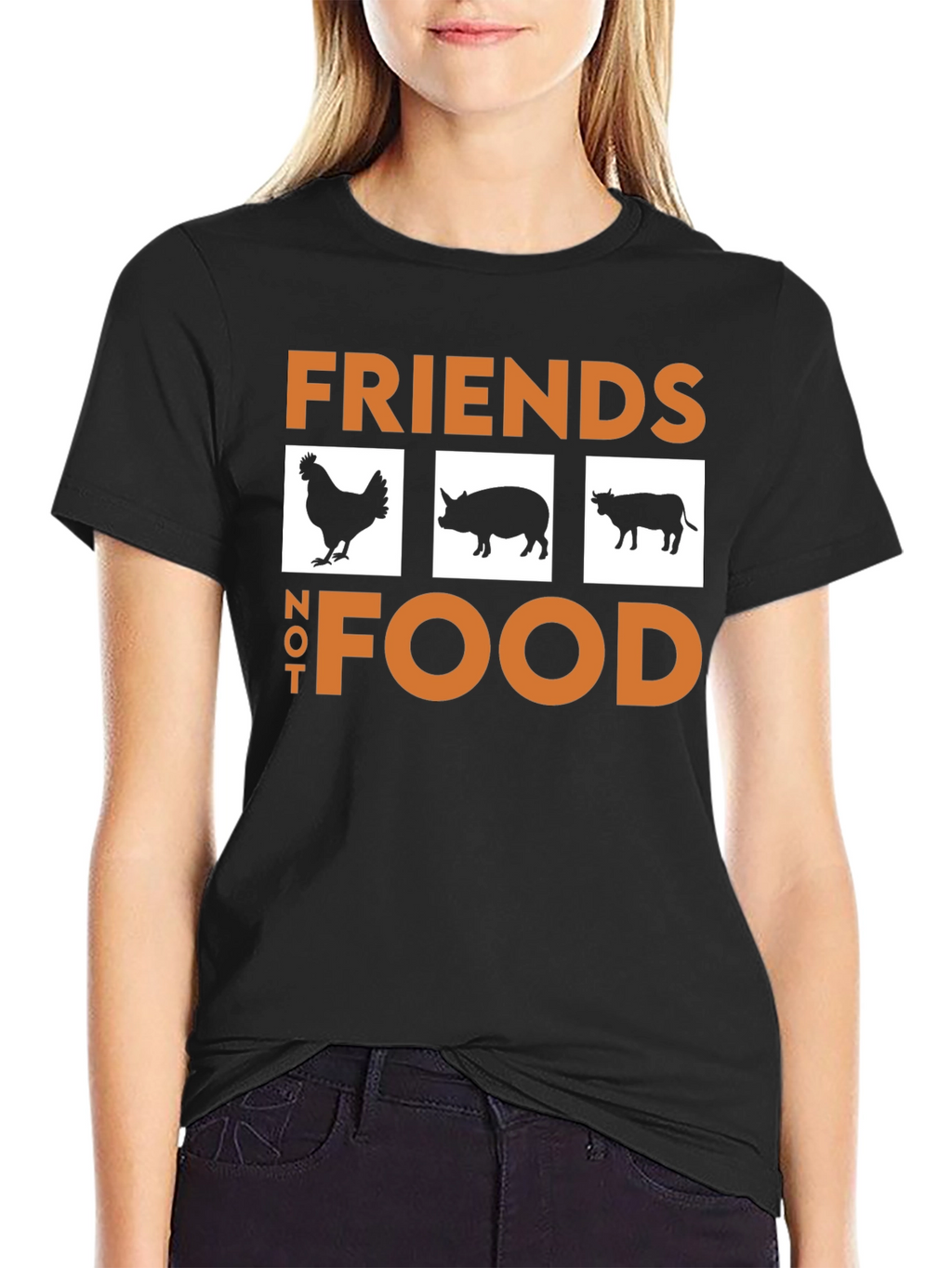Vegan Friends Not Food T-Shirt Black
