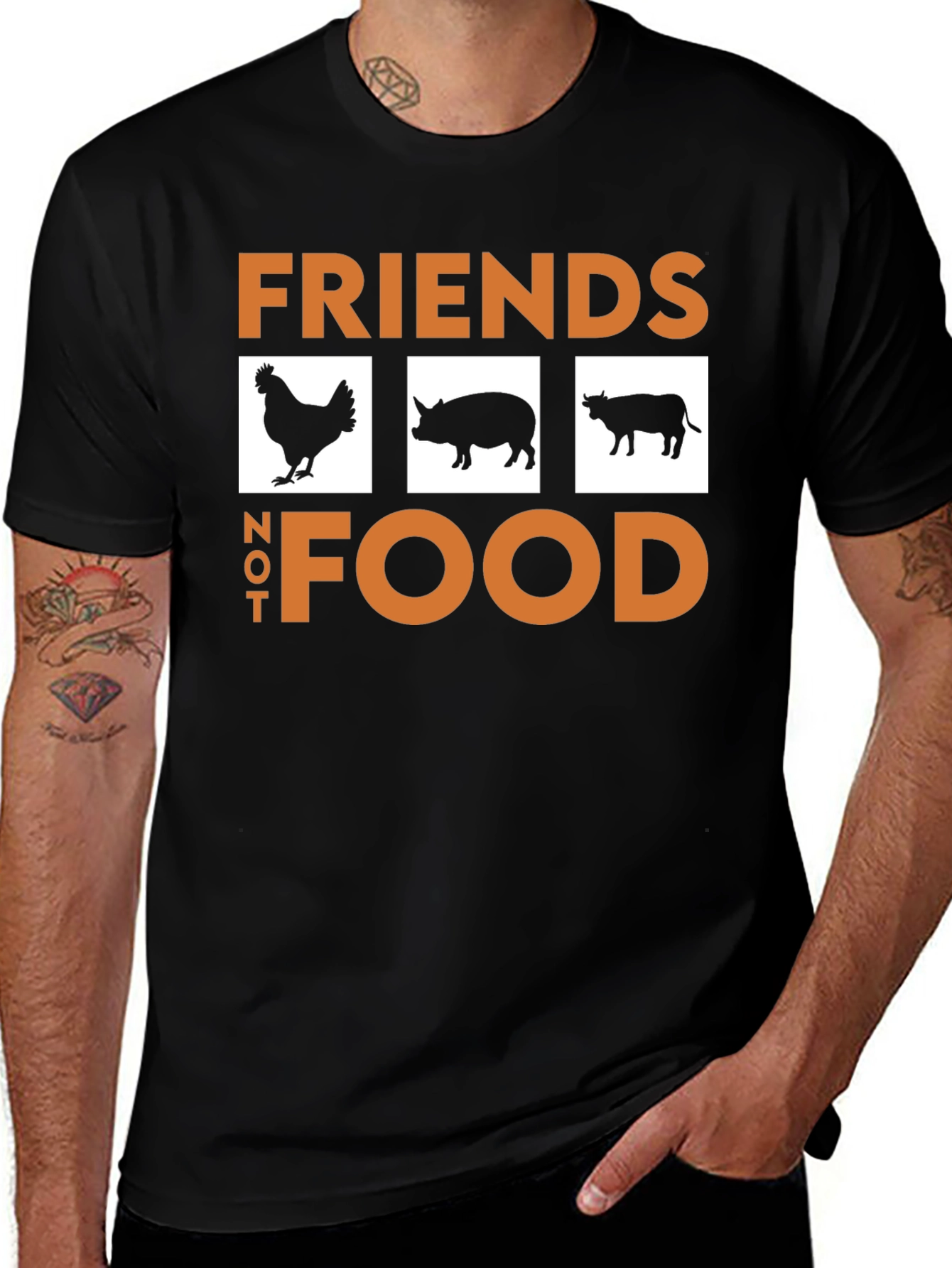 Vegan Friends Not Food T-Shirt Black