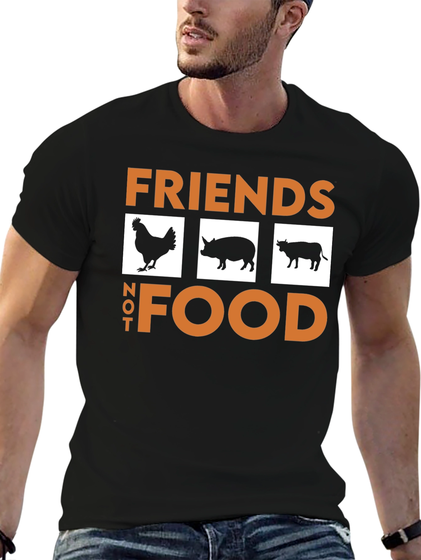 Vegan Friends Not Food T-Shirt Black
