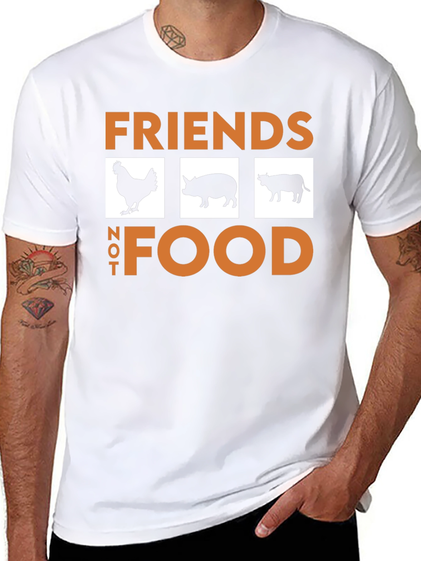Vegan Friends Not Food T-Shirt Black