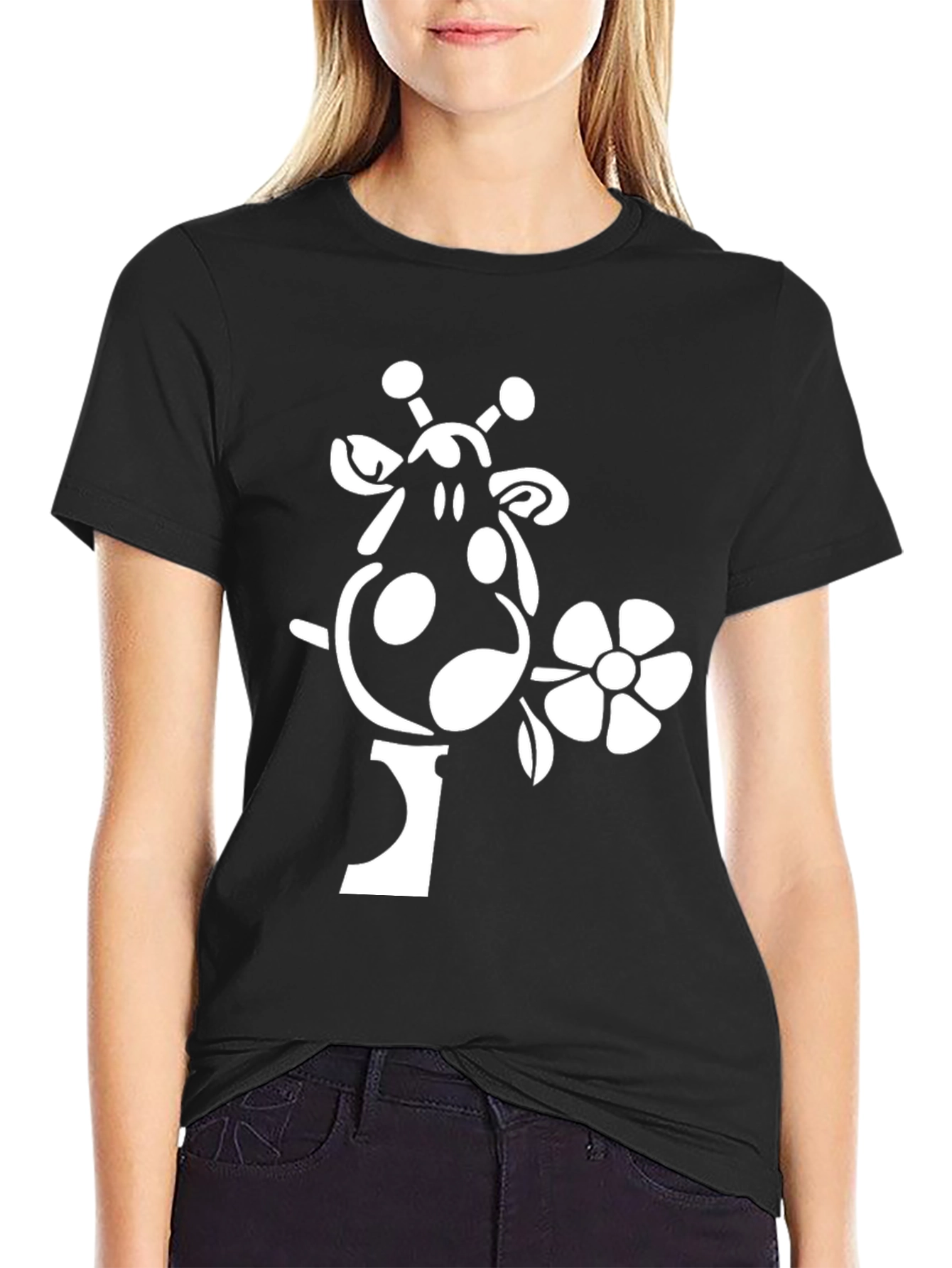 Giraffe Flower Graphic Tee
