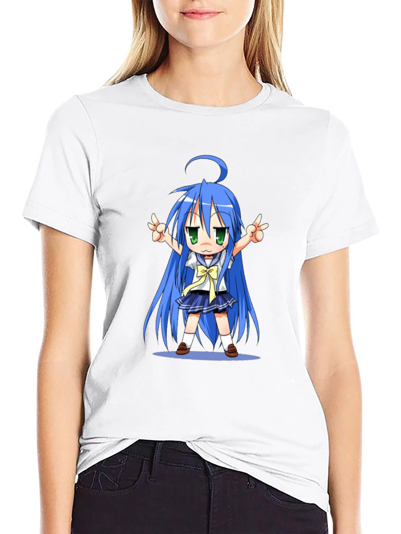 Anime Girl Graphic T-Shirt - Black Cotton Tee