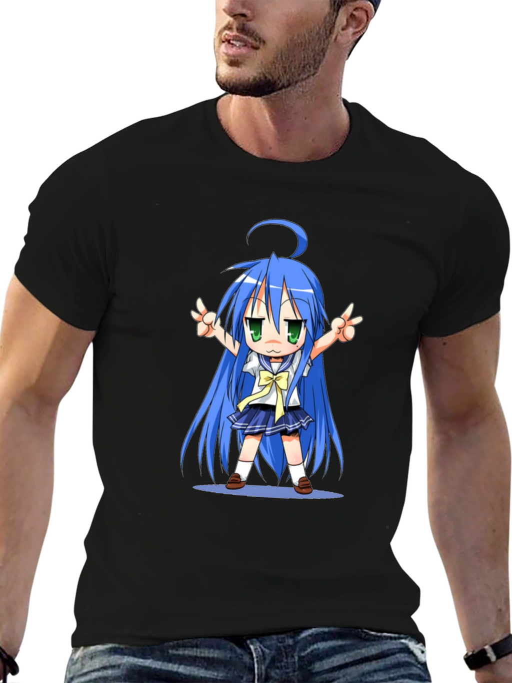 Anime Girl Graphic T-Shirt - Black Cotton Tee