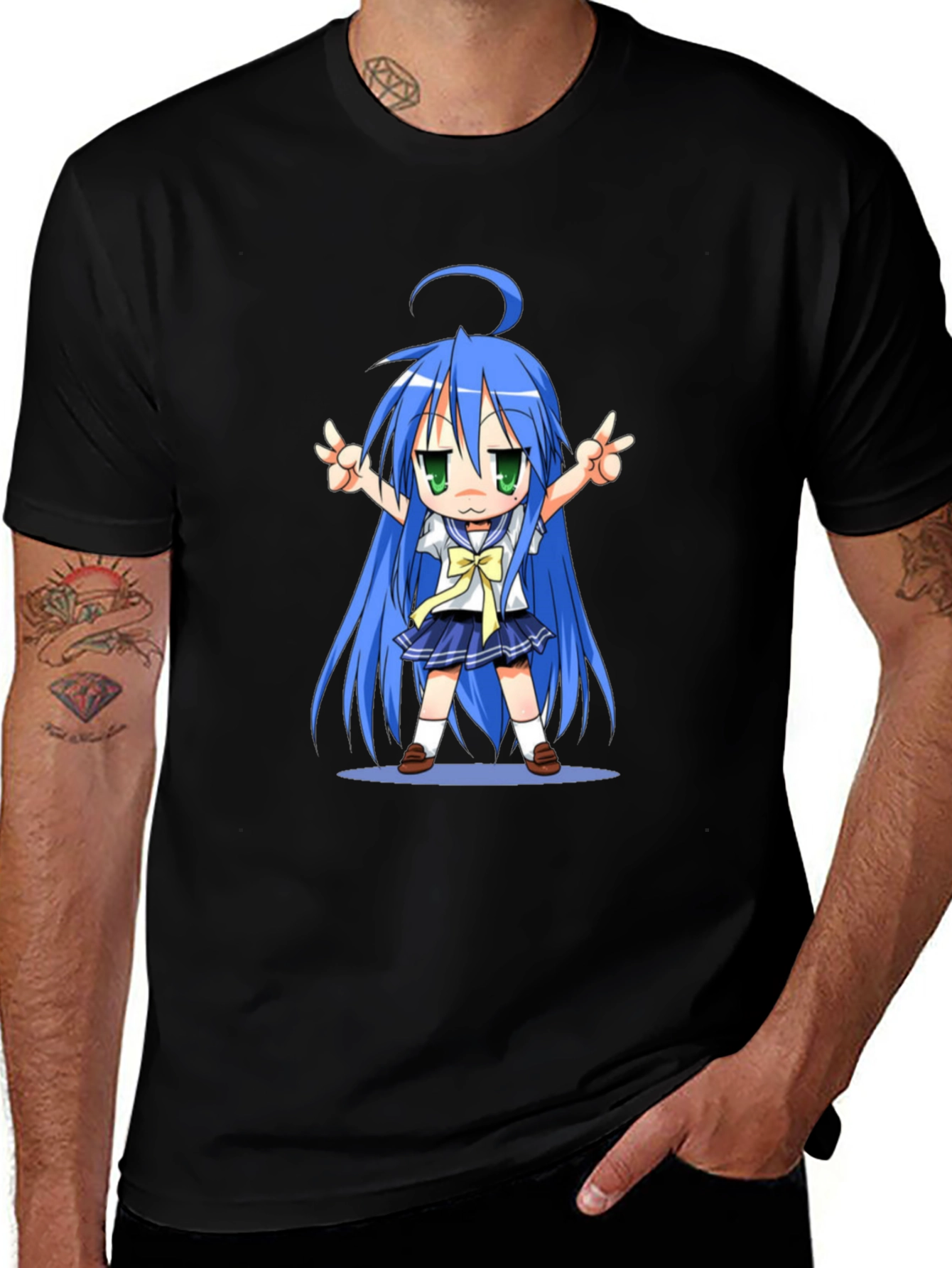 Anime Girl Graphic T-Shirt - Black Cotton Tee