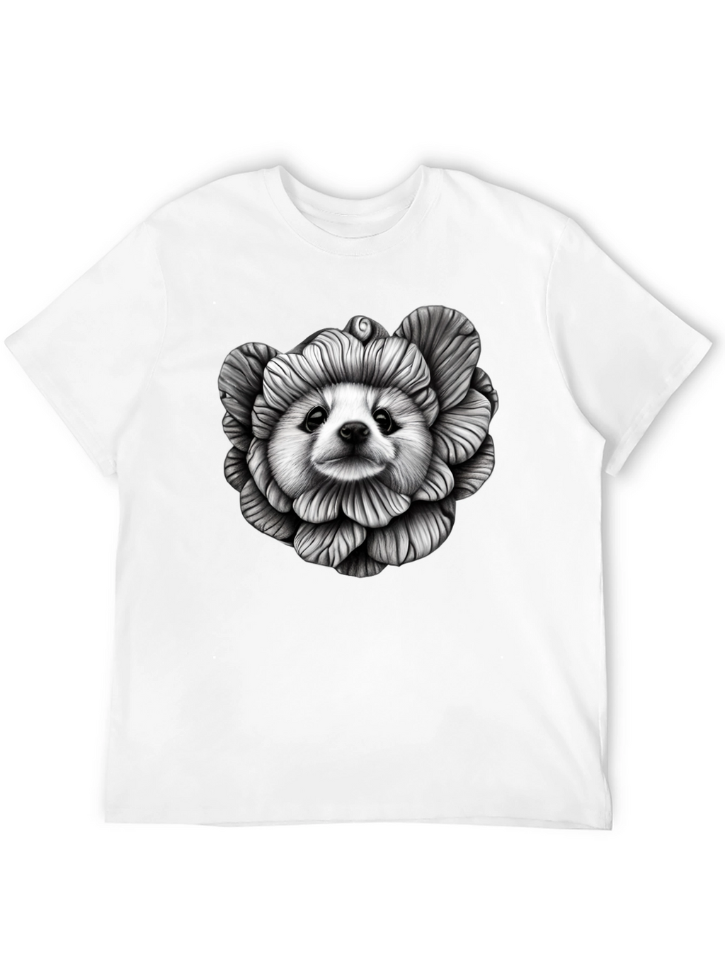 Dog Flower Graphic Tee - Unique Art T-Shirt