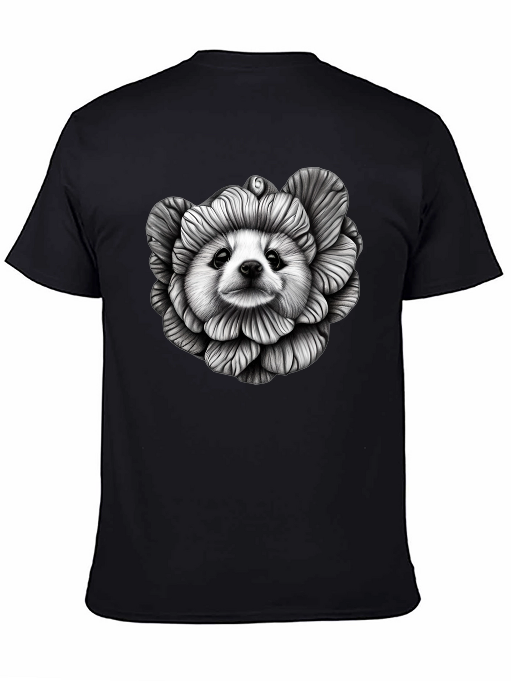Dog Flower Graphic Tee - Unique Art T-Shirt