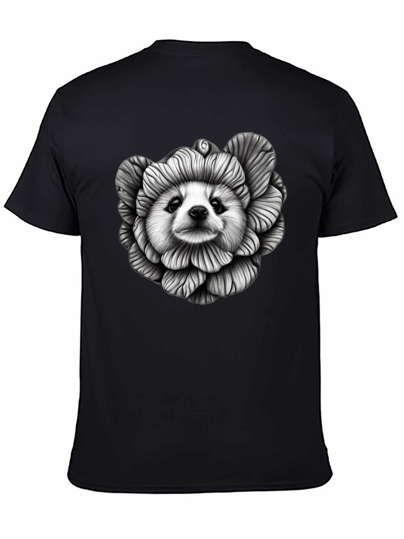 Dog Flower Graphic Tee - Unique Art T-Shirt
