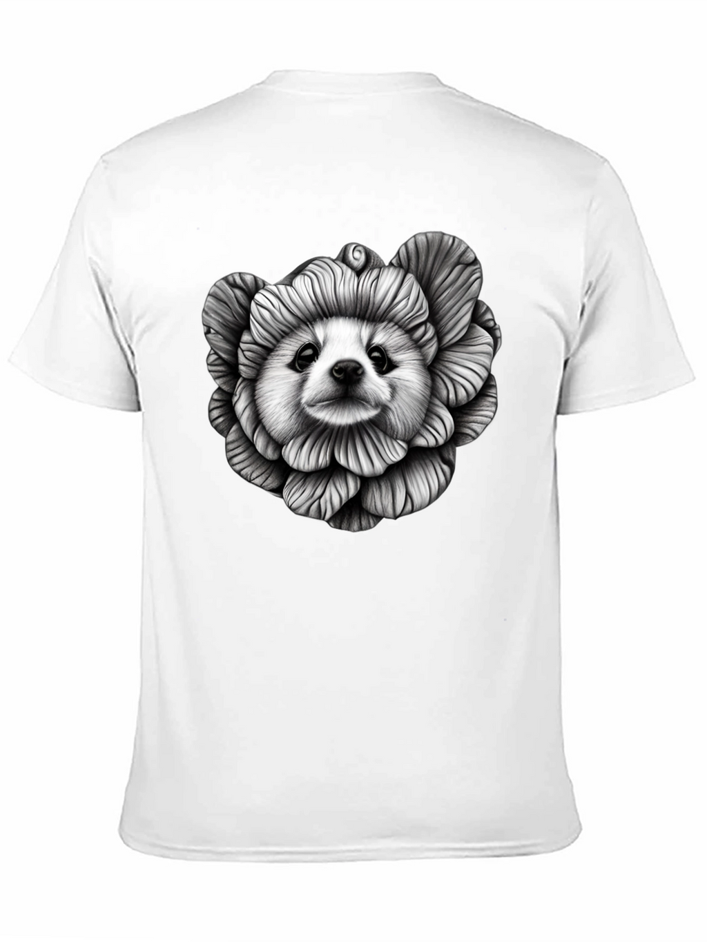 Dog Flower Graphic Tee - Unique Art T-Shirt