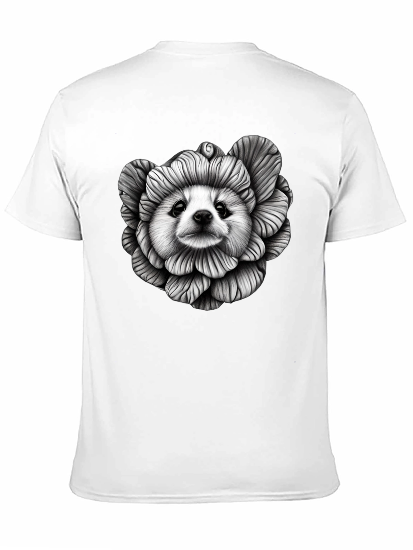 Dog Flower Graphic Tee - Unique Art T-Shirt