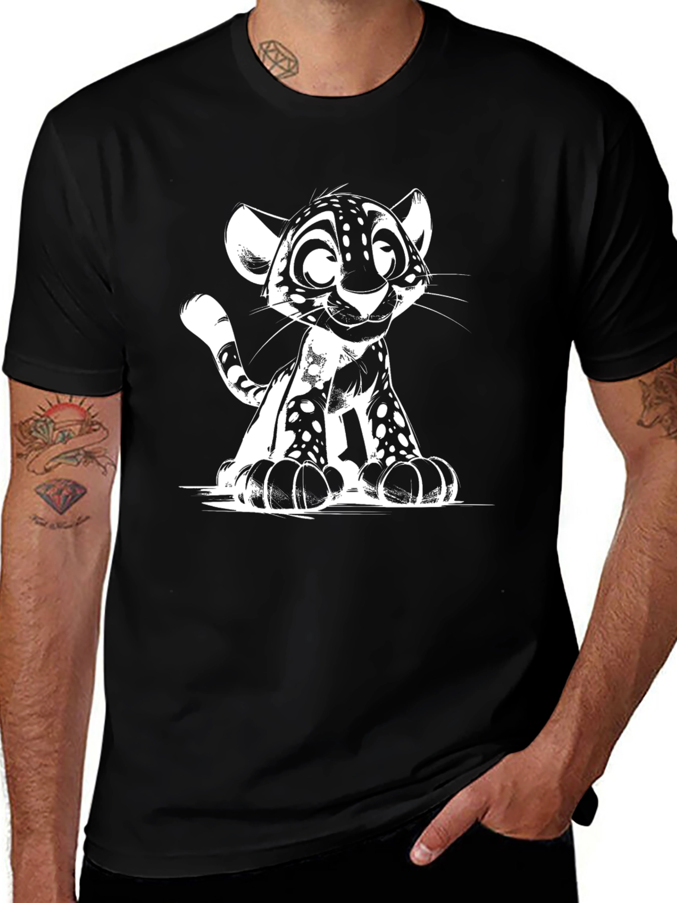 Cute Cartoon Cub T-Shirt - Unisex Black Tee