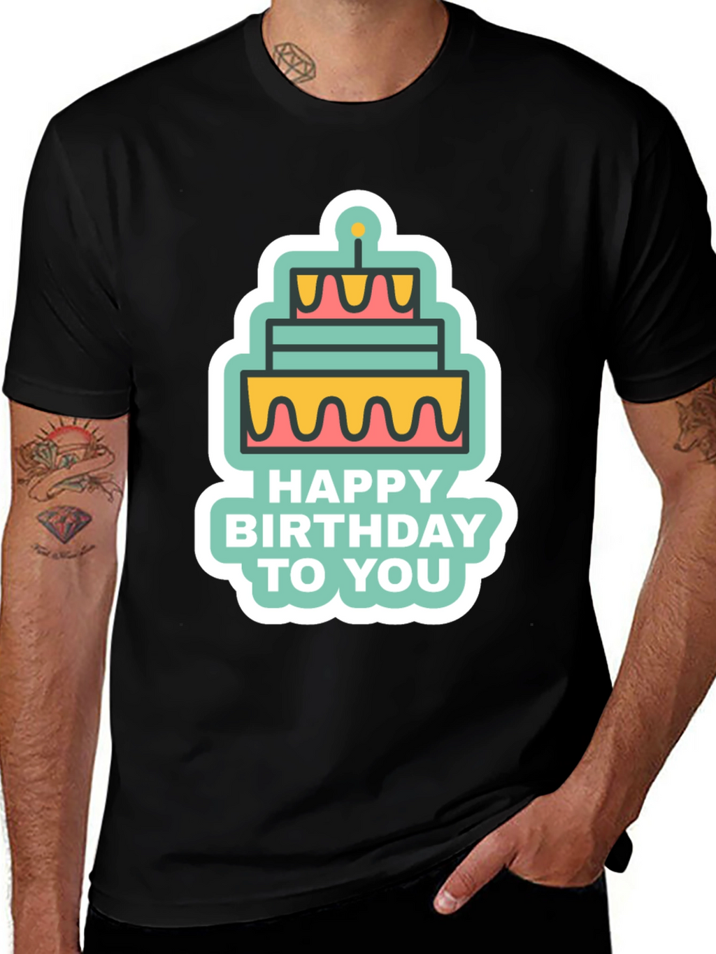 Birthday Cake Graphic T-Shirt