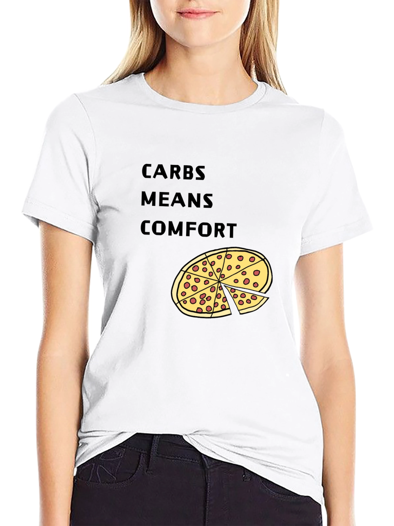 Carbs Means Comfort Pizza Graphic T-Shirt