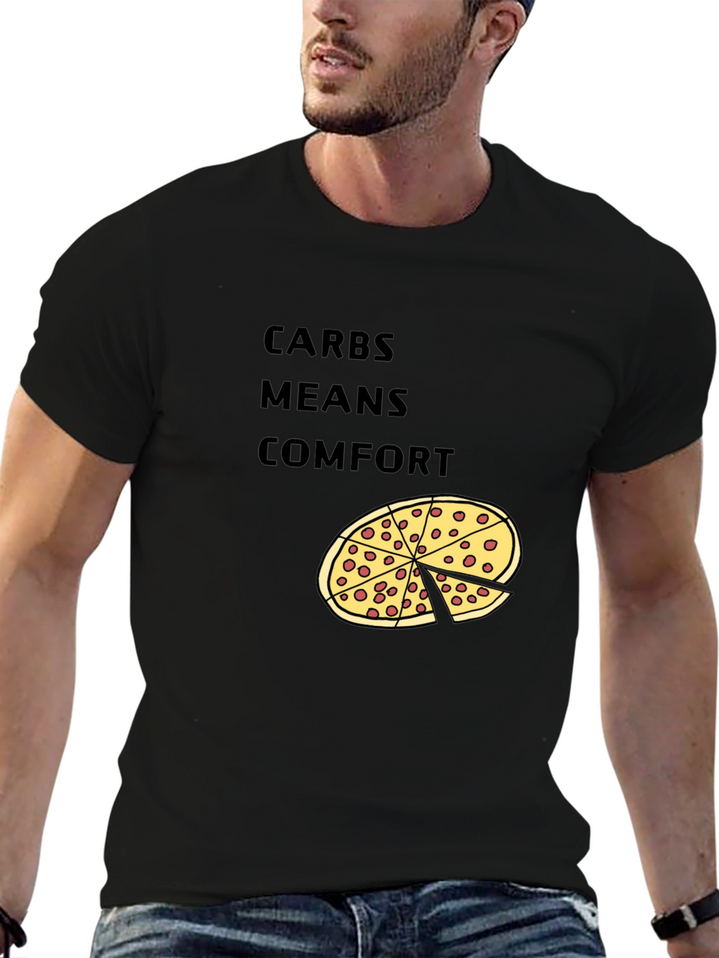 Carbs Means Comfort Pizza Graphic T-Shirt