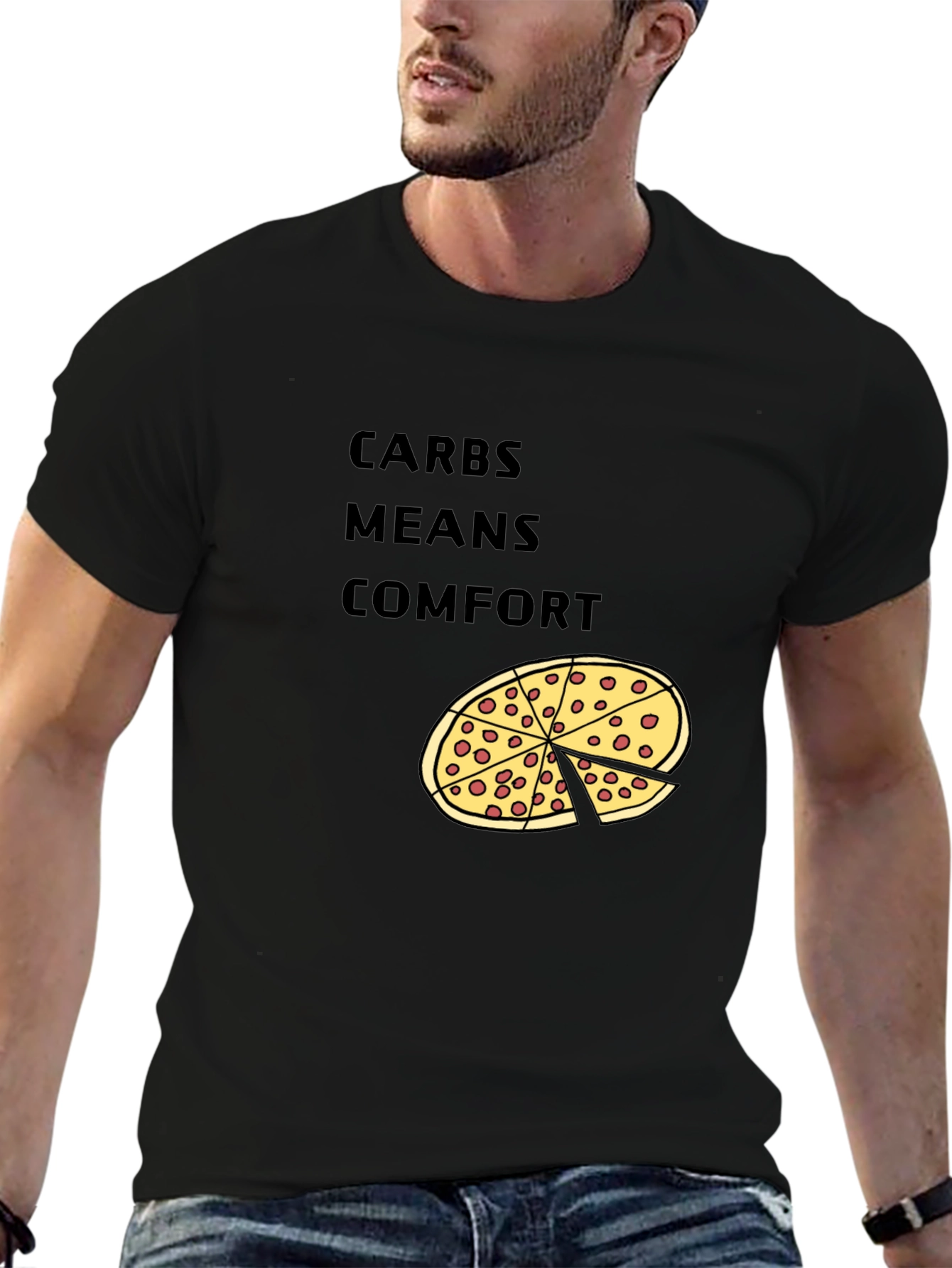 Carbs Means Comfort Pizza Graphic T-Shirt