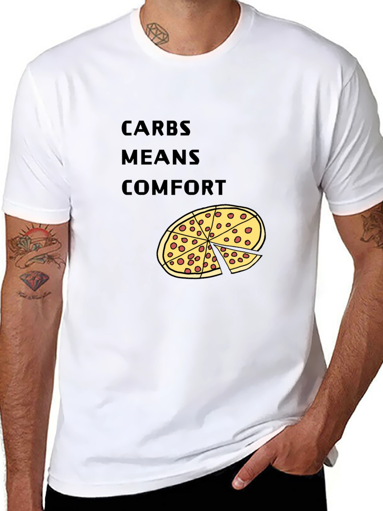 Carbs Means Comfort Pizza Graphic T-Shirt
