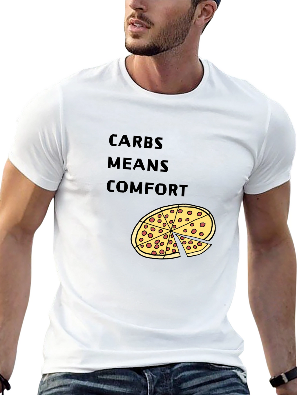 Carbs Means Comfort Pizza Graphic T-Shirt