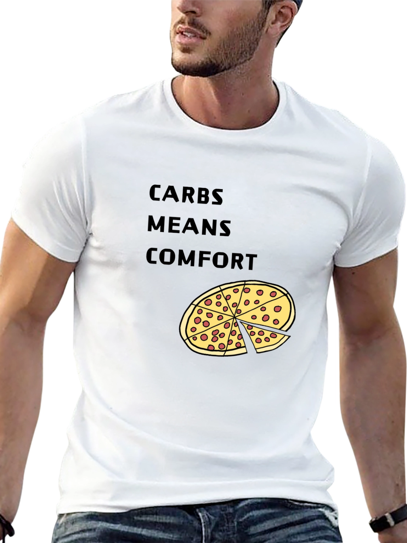 Carbs Means Comfort Pizza Graphic T-Shirt