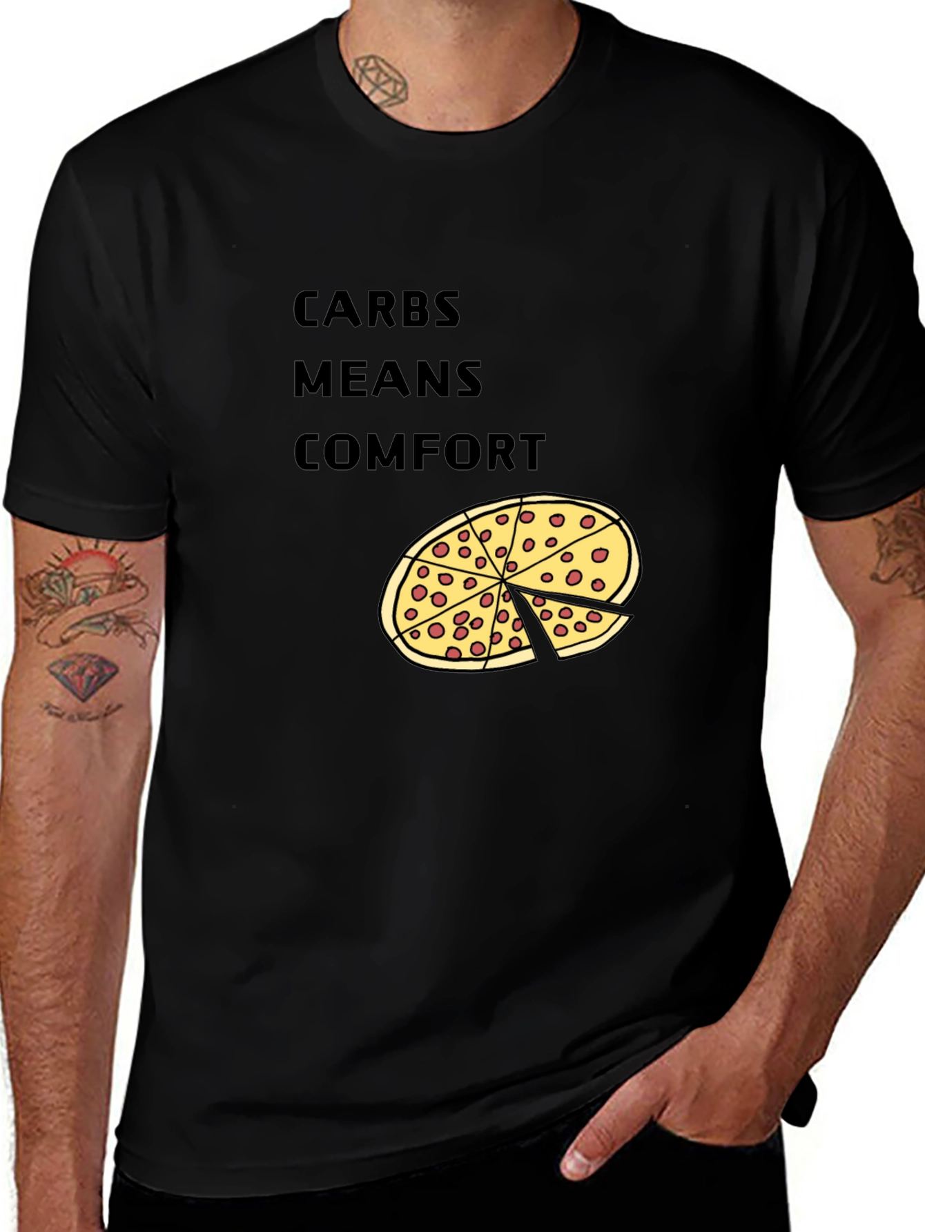 Carbs Means Comfort Pizza Graphic T-Shirt