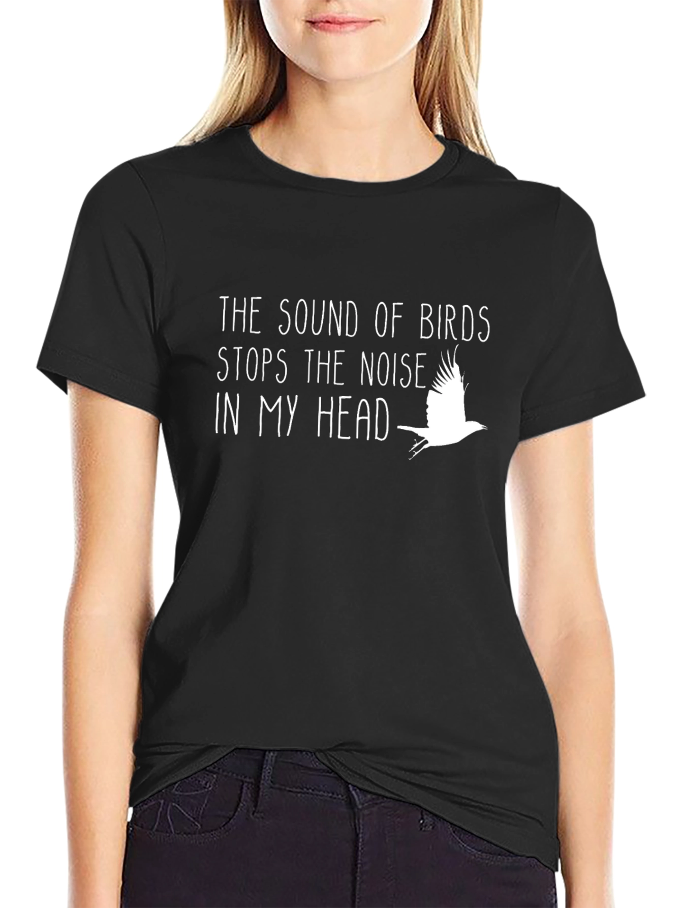 Sound of Birds Graphic Tee - Black Cotton T-Shirt