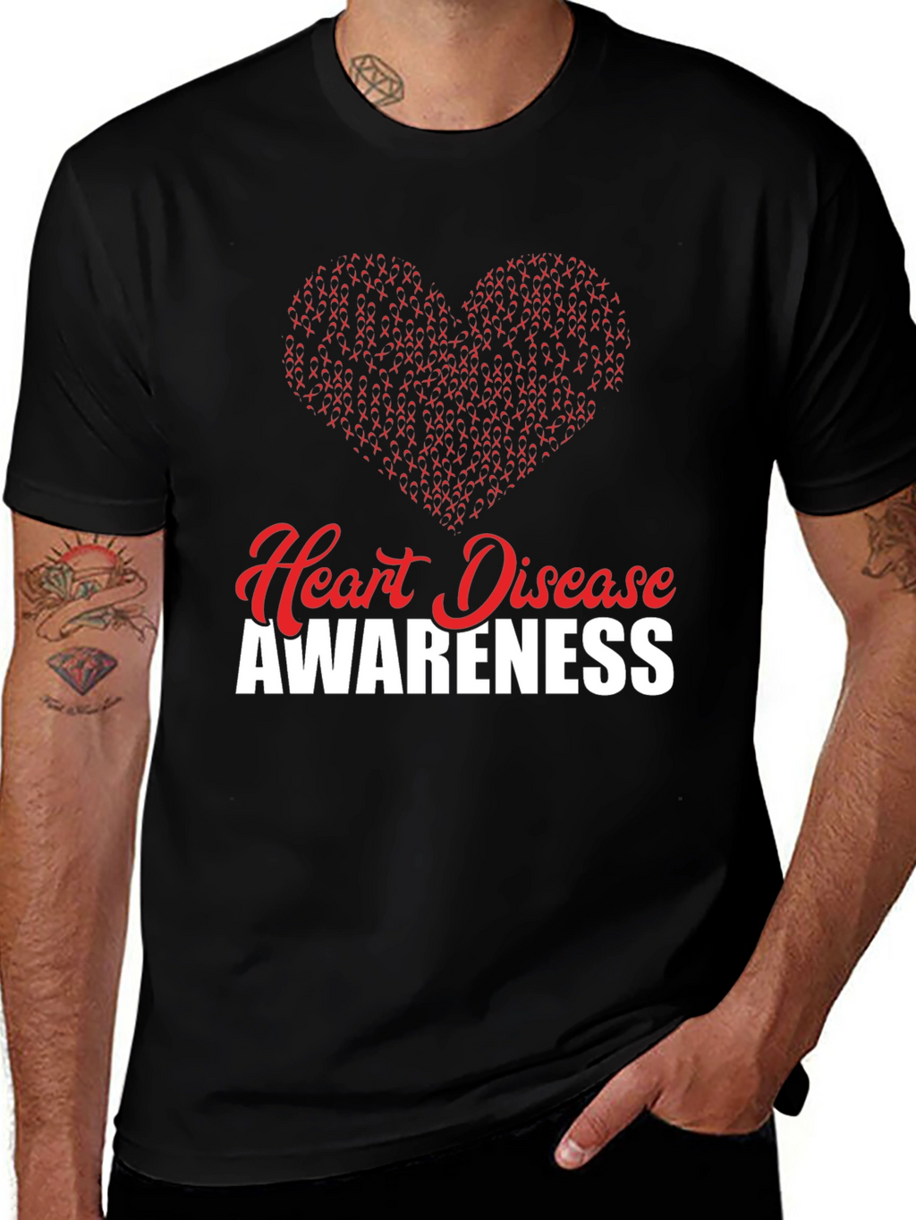 Heart Disease Awareness T-Shirt - Red Heart Design