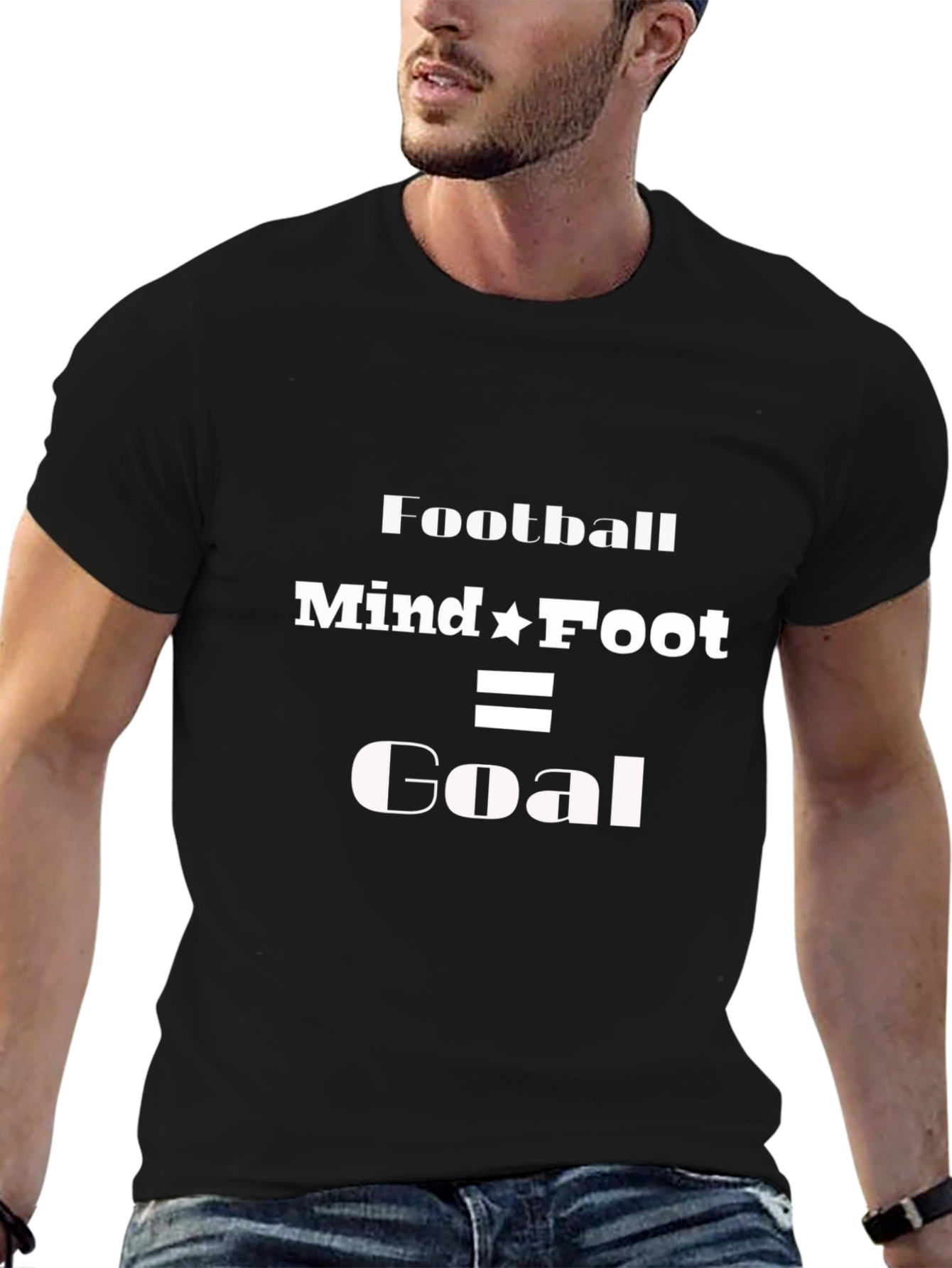 Football Mind Foot Goal T-Shirt - Black Short Sleeve
