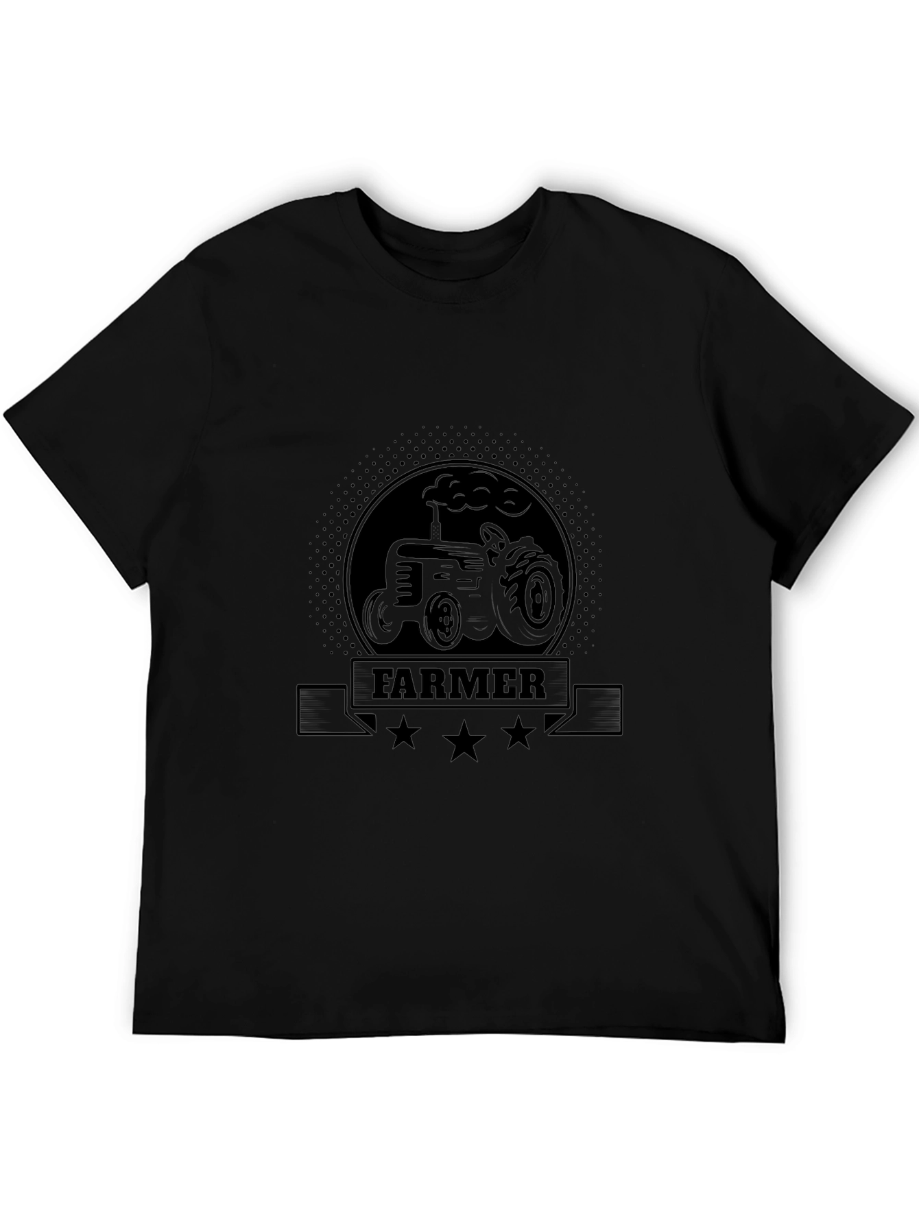 Farmer Tractor Graphic Tee - Black Cotton T-Shirt