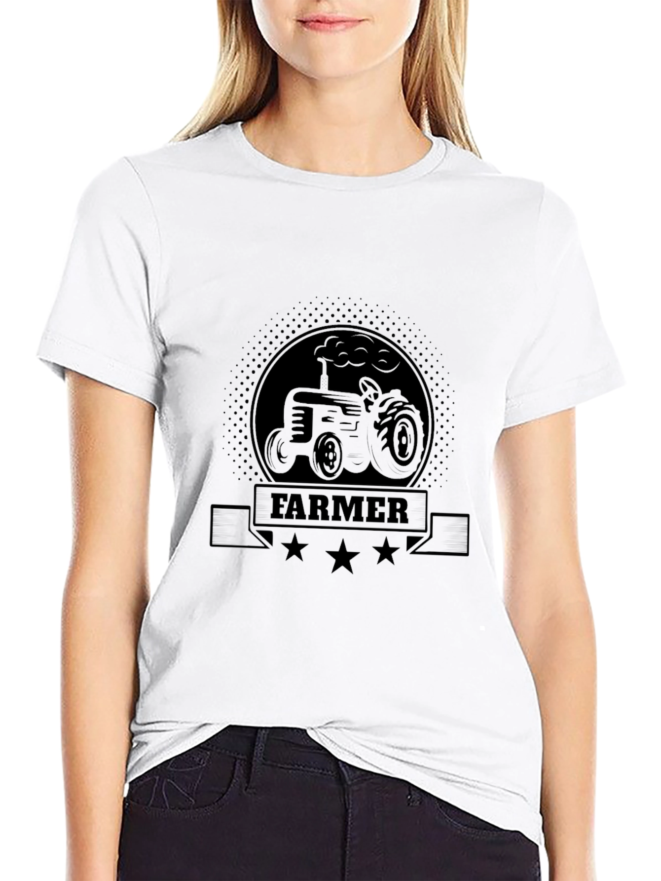 Farmer Tractor Graphic Tee - Black Cotton T-Shirt