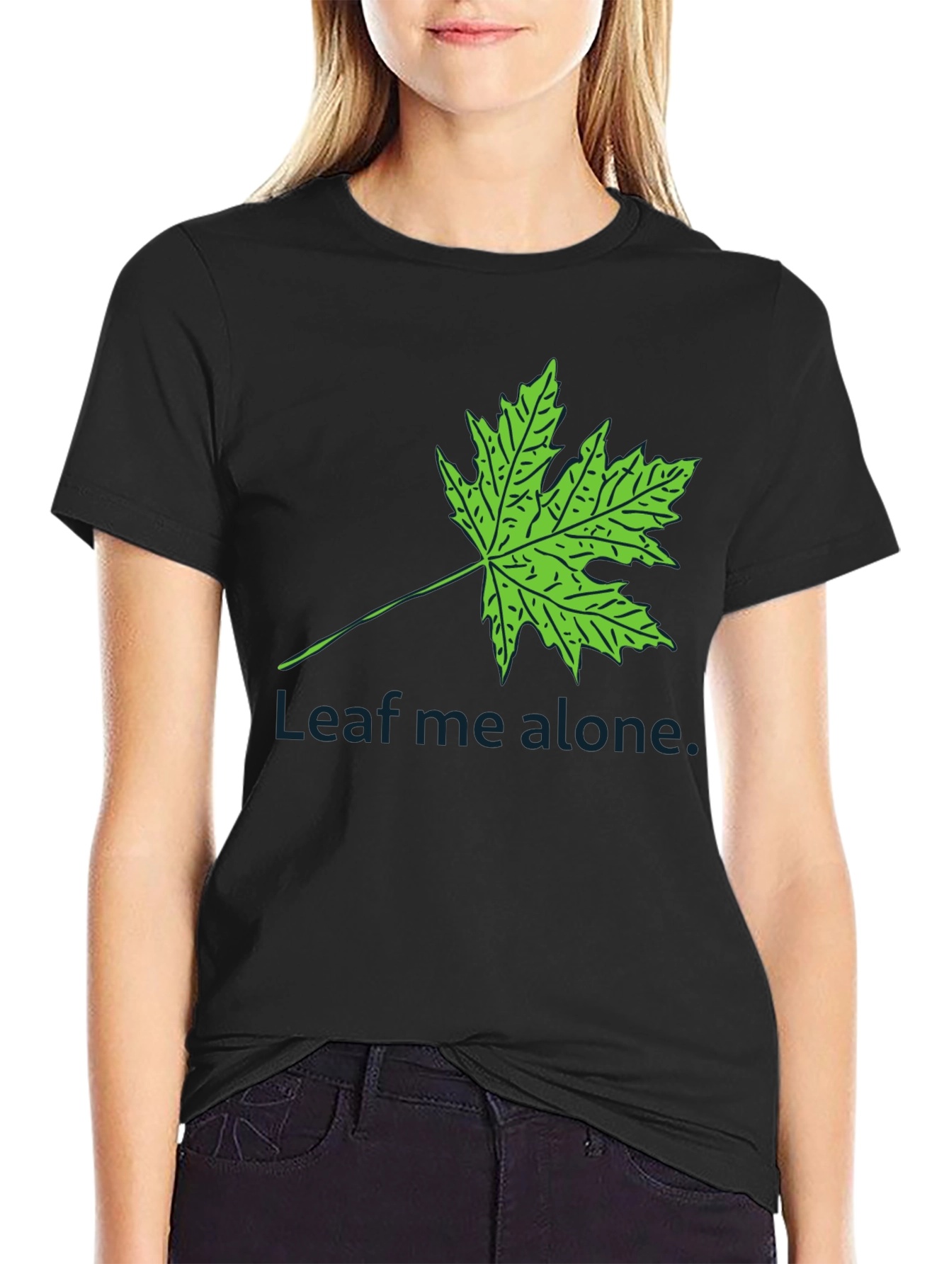 Leaf Me Alone Black T-Shirt - Humorous Graphic Tee