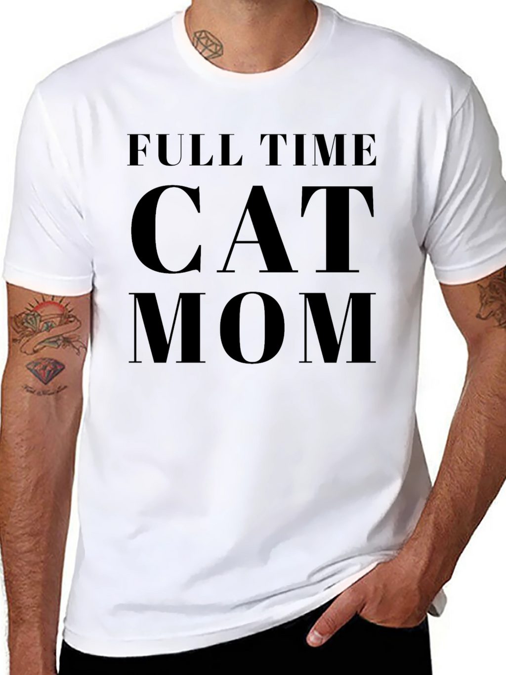 Full Time Cat Mom Black T-Shirt