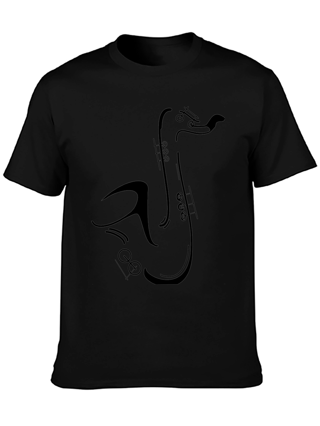 Saxophone Graphic Tee - Black Cotton T-Shirt