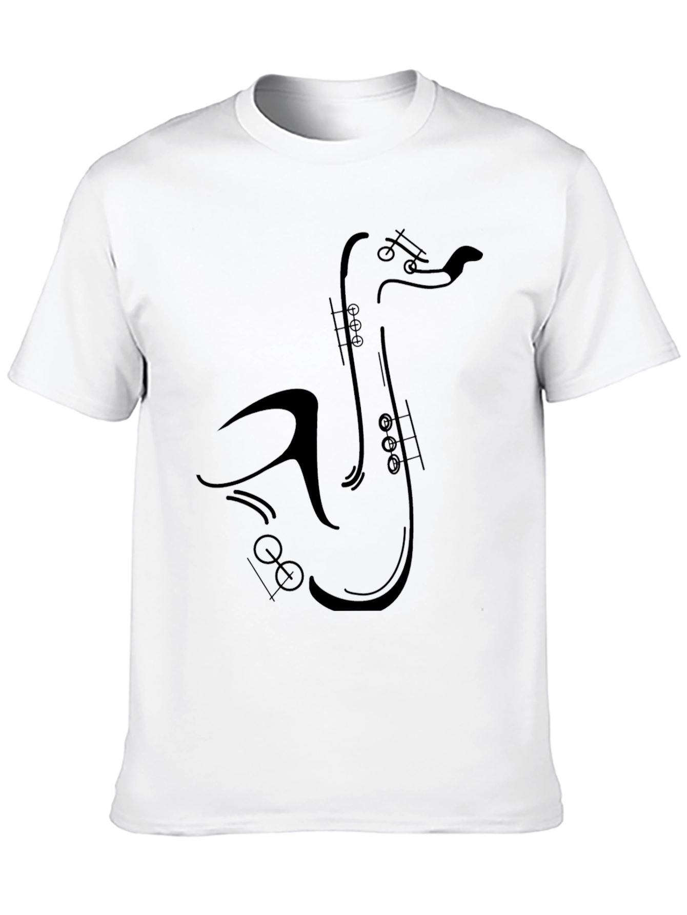 Saxophone Graphic Tee - Black Cotton T-Shirt