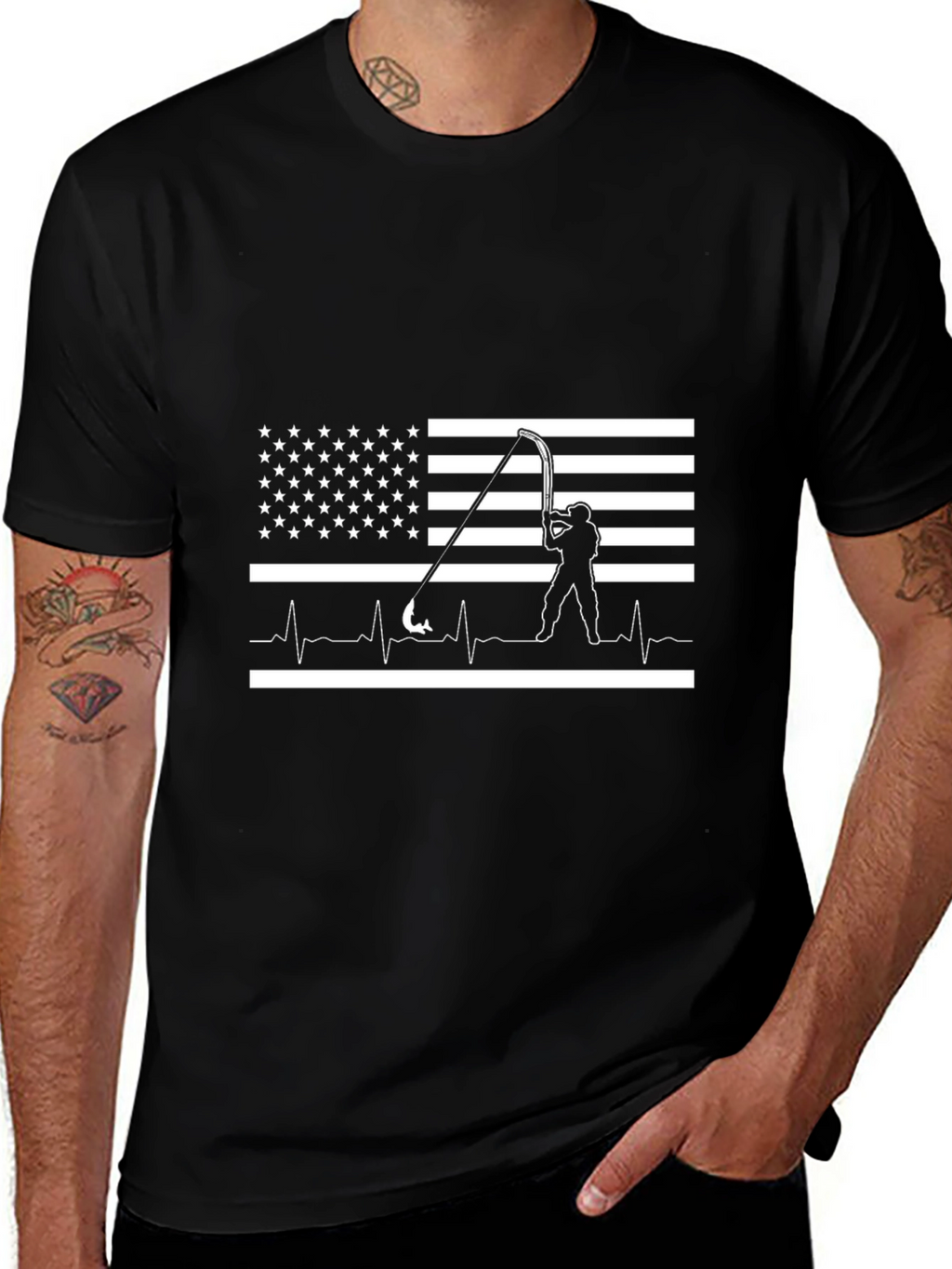American Fishing Heartbeat T-Shirt