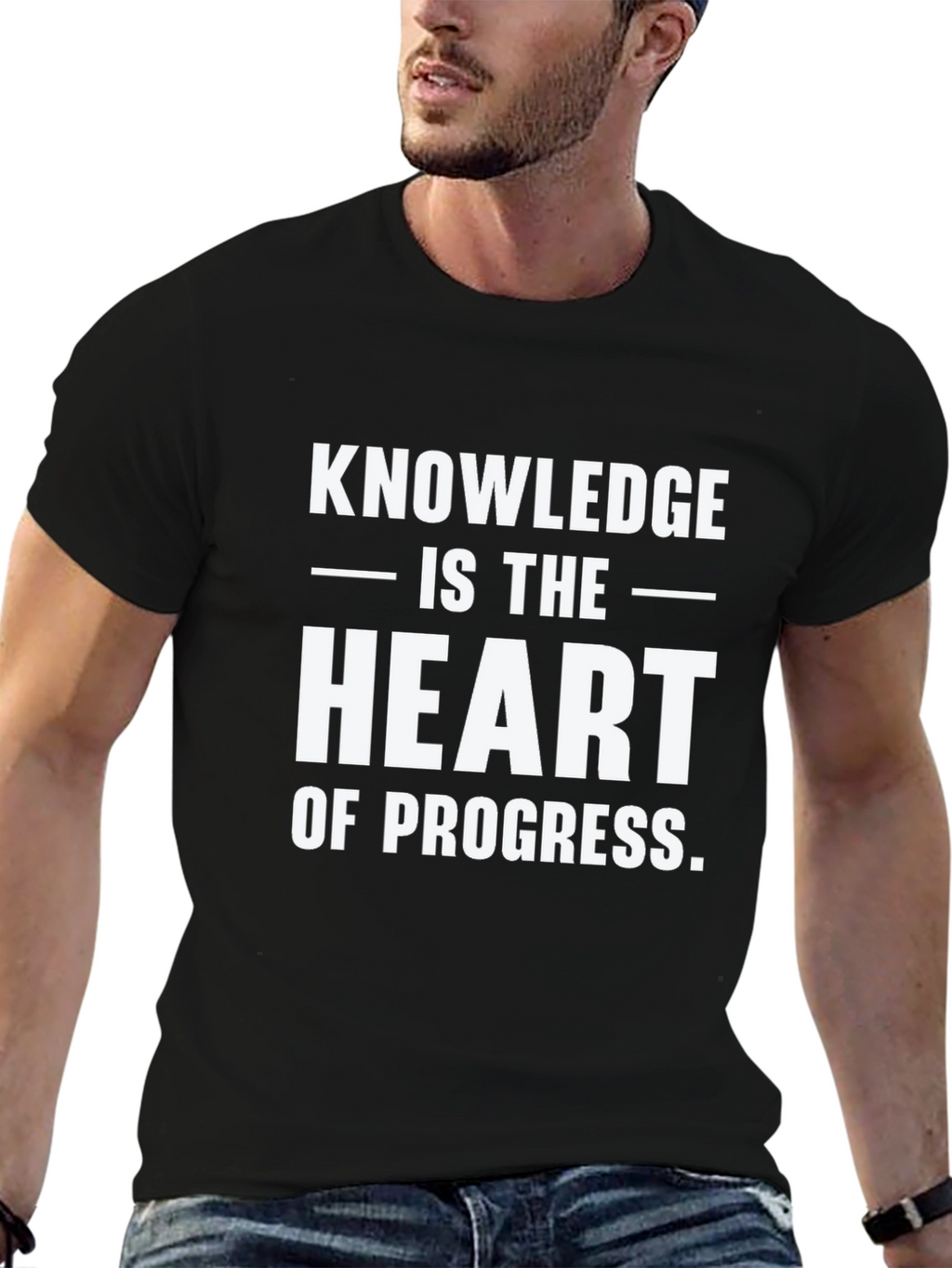 Knowledge is the Heart of Progress Black Tee