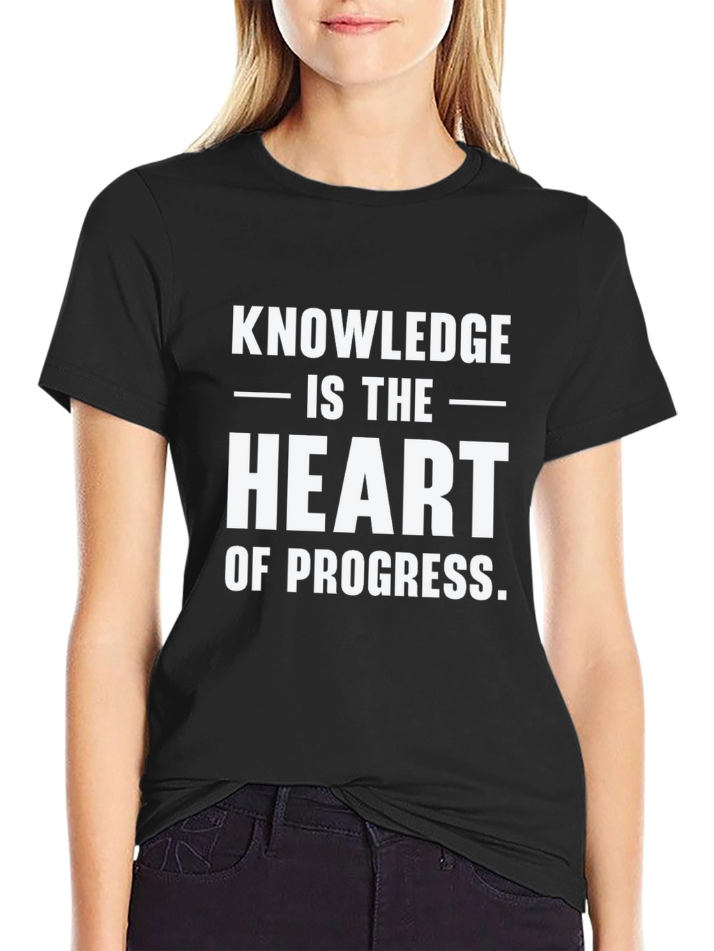 Knowledge is the Heart of Progress Black Tee