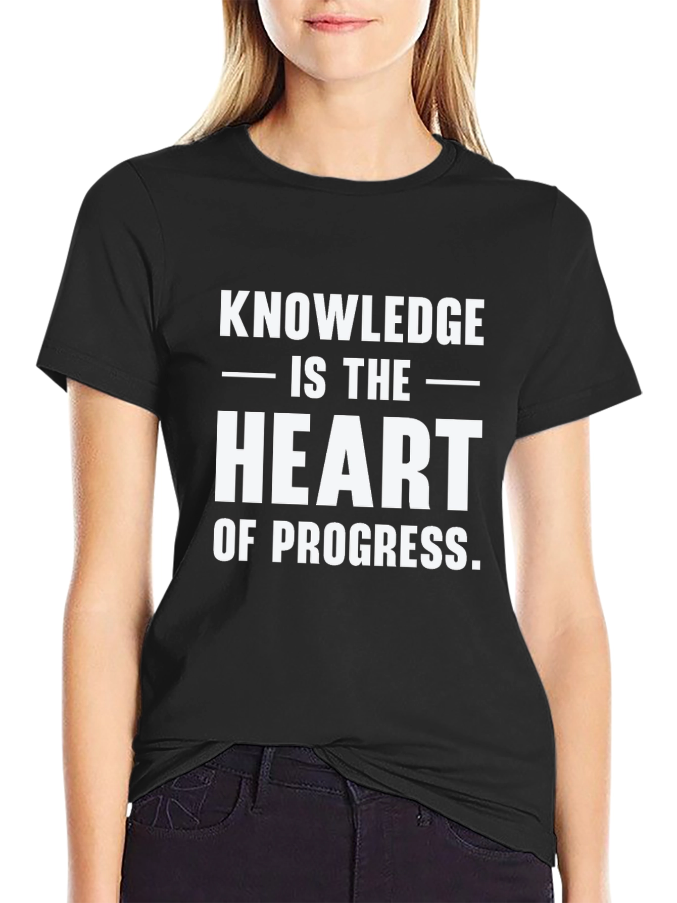 Knowledge is the Heart of Progress Black Tee