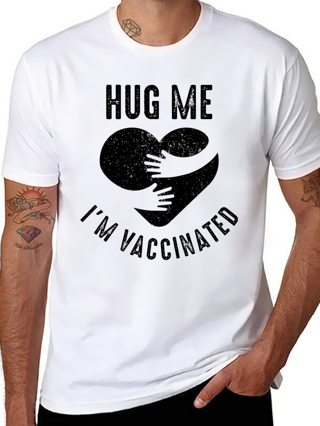 Hug Me Im Vaccinated Graphic T-Shirt