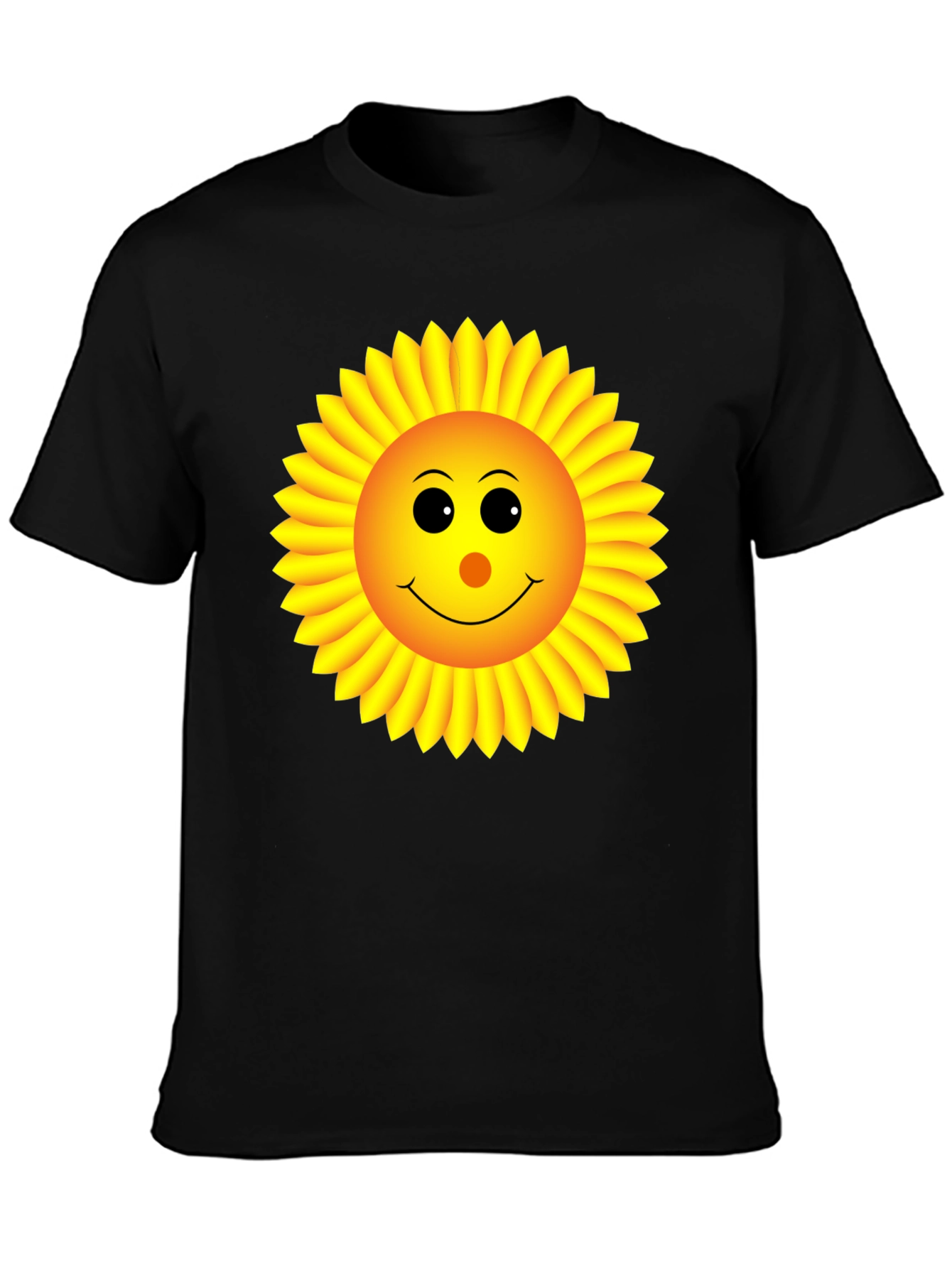 Sunny Sunflower Graphic Tee - Black Cotton T-Shirt